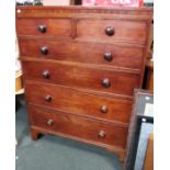 A mahogany six drawer chest, two small drawers over four large drawers