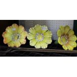 Three garden spikes with ceramic flowerhead caps