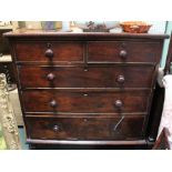 A 19th century mahogany chest of two short over three long drawers, 122cm wide