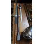 A two handle sword, wooden handle, steel blade, 146cm