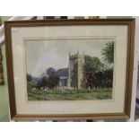 A original watercolour study of a Church, signed Joseph Page