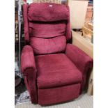 A burgundy Rise & Recline Ltd, recline & massage chair