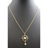A 9ct gold, opal set pendant on chain