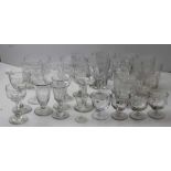 A selection of 19th century glass, includes finger bowls, tumblers, and stemmed glasses