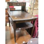 A dark wood three tier telephone table with undertier & drawer