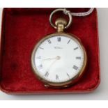 A 9ct gold Walthen pocket watch, roman numerals, overall 3.5cm diameter