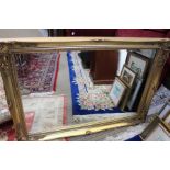 A large rectangular bevel plate gilt framed mirror 75 x 105 cm