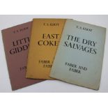 T S Eliot, Three Volumes of poetry incl First Editions by Faber & Faber.
