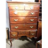 19th century mahogany five draw chest on stand, the base having three drawers.