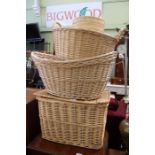 A selection of wicker baskets, various
