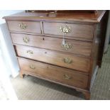 A 19th century mahogany chest of two over three drawers, brass handles, and bracket feet, 107cm wide