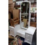 A white painted unusual dressing chest with robing mirror