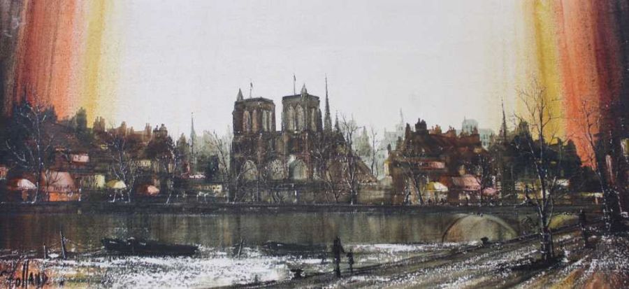 Ron Folland oil on board 'Notre Dame', signed in Frost and Reed Gallery frame.