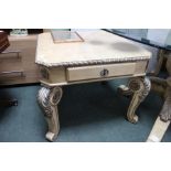 A pair of Continental design large sized lamp tables, fitted single drawer on four fancy shaped legs