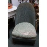 A pair of single chairs, wool tapestry seats & a Lloyd loom nursing chair
