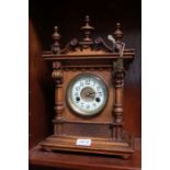 Edwardian carved walnut German mantel clock.