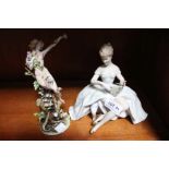 Capo de Monti Napes Flora figurine & a Walendorf lady ceramic figure (2)