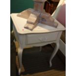 A white painted single drawer bedside table