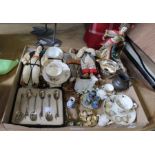 A set of six Sheffield silver coffee spoons rattail design, various dolls, miniature items, ceramics
