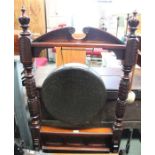 A Victorian design fancy framed mahogany dinner gong, with beater