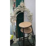 Pair of modern stools and a decorative frame