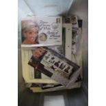 A crate of commemorative coins various the majority Lady Diana