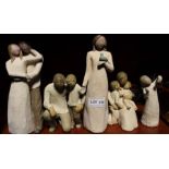 A selection of five Willow Tree figures