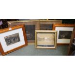 A glazed and framed Antique photograph of a country house tennis court