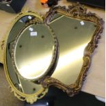 Three various gilt framed wall mirrors