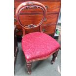 A 19th century mahogany fancy balloon backed, single chair, with serpentine fronted seat pad