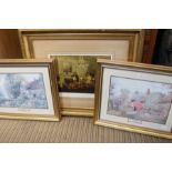 Four prints, all gilt framed