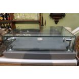 A custom built table top display case with lockable slide out tray 22 x 65 x 45 cm