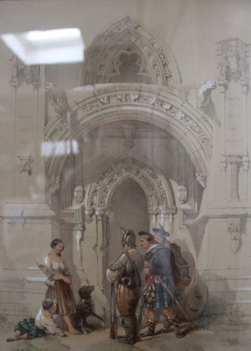 After David Roberts RA "Roslin Chapel Entrance" print, 36cm x 27cm, gilt frame and glazed