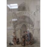 After David Roberts RA "Roslin Chapel Entrance" print, 36cm x 27cm, gilt frame and glazed