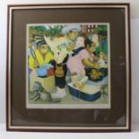 After Beryl Cook (1926-2008) "Street Market", a proof print signed in pencil, with trade Guild stamp