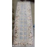 Chinese washed wool grey ground runner 76 x 243 cm