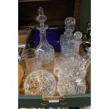 Royal Doulton decanter in original box, together with lead crystal jug, decanters & other glassware