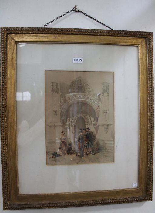 After David Roberts RA "Roslin Chapel Entrance" print, 36cm x 27cm, gilt frame and glazed - Image 2 of 2