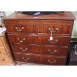 A 19th century mahogany chest of two short over three long drawers with brass handles, 95cm wide