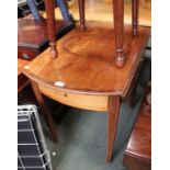 19th century mahogany inlaid Pembroke table having twin flap oval top and a fitted cutlery