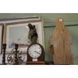 A selection of domestic items various majority wooden to include candlesticks and a clock