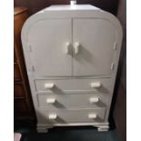 A later painted art deco design child's tallboy
