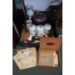A selection of collectors tea and cigarette cards and sundry domestic items