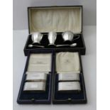 S. Blanckensee & Son, An Art Deco silver condiment set, cased, together with two pairs of cased silv