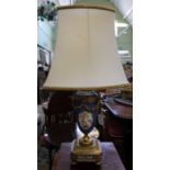 A probable 19th century French porcelain & ormolu vase shaped table light, 31cm high excluding fitti