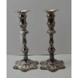 Garrard & Co. Ltd. A pair of Georgian design silver candlesticks, with removable sconces,