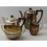William Leuchars, a Victorian silver four piece silver tea and coffee set, comprising tea-pot, coffe