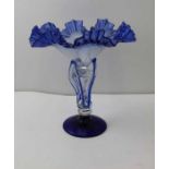 Murano glass centre piece blue tint 26 cm high