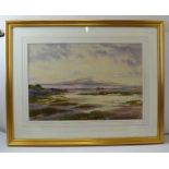 W Matthison - Estuary scene, watercolour signed 35 x 52 cm in gilt frame
