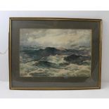 E.C. Pascoe Holman BWS, Rough sea, a distant ship on the horizon, watercolour painting, signed, 26cm